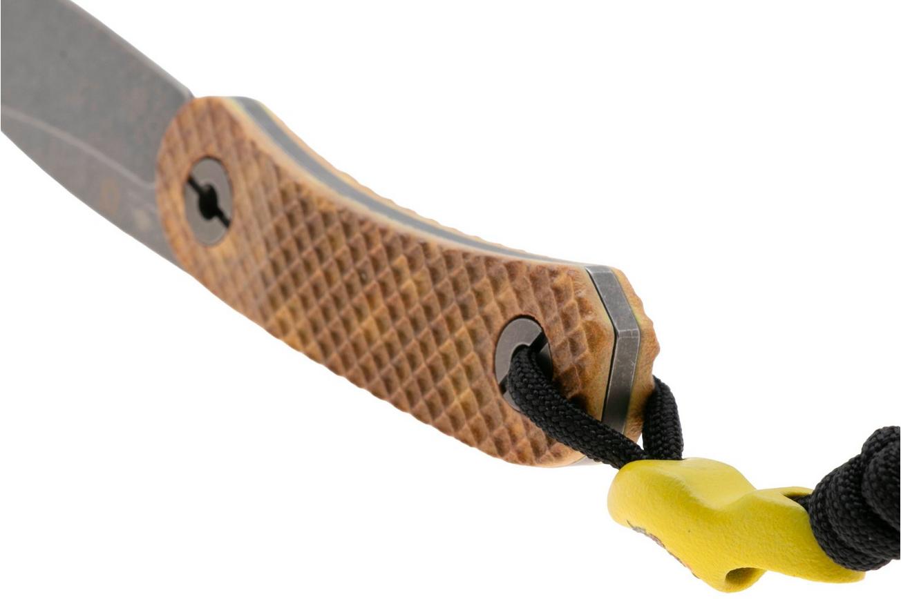 Knafs (Neder)Lander 4, Stroopwafel Scales, Knivesandtools Exclusive vaststaand mes, Ben Petersen design