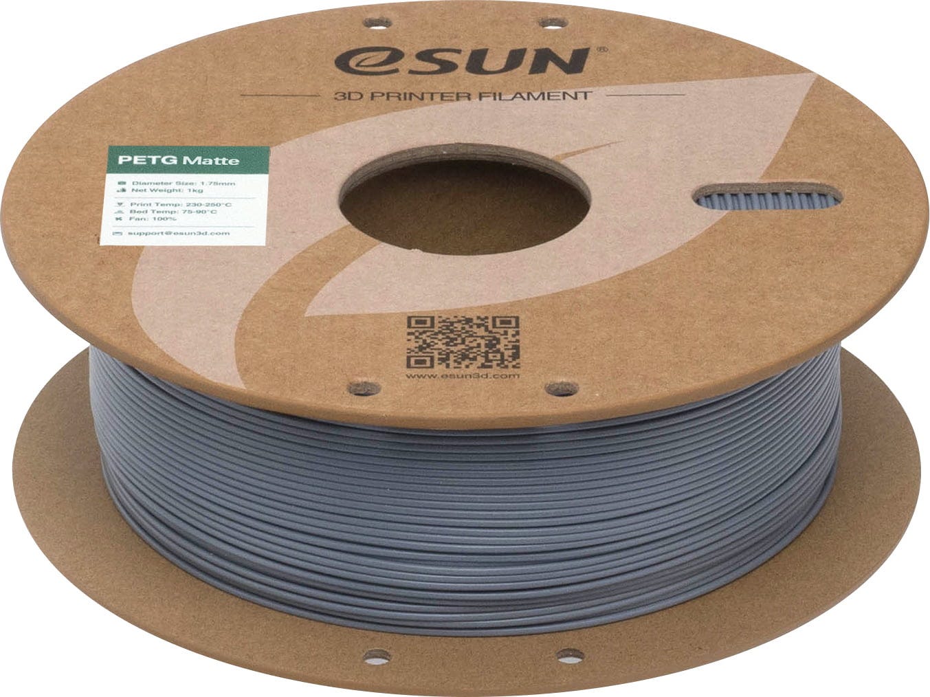 eSUN  PETG-Matte Dark Grey, 1,75 mm / 1000 g    Mattes PETG Filament in Dark Grey