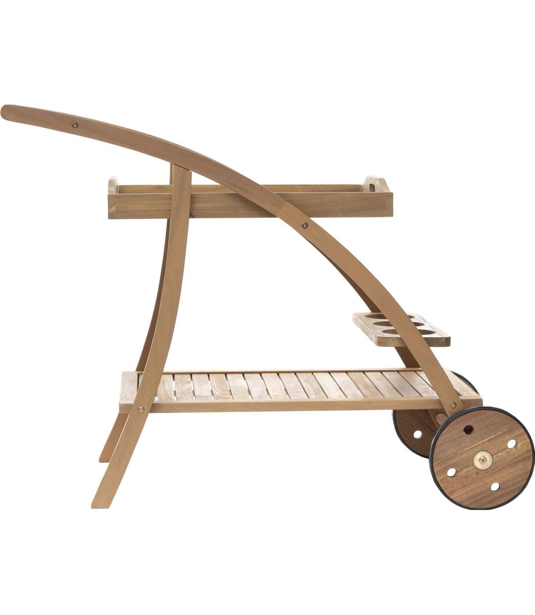 Desserte de jardin en bois à roulettes Tiwi - L. 105 x H. 78 cm - Beige