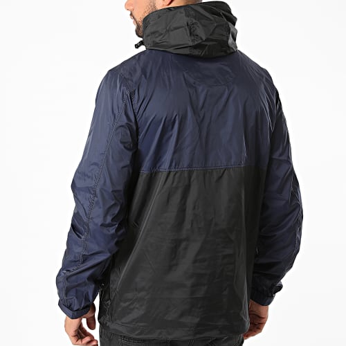 Coupe-Vent Capuche Wireframe Bleu Marine Noir Réfléchissant