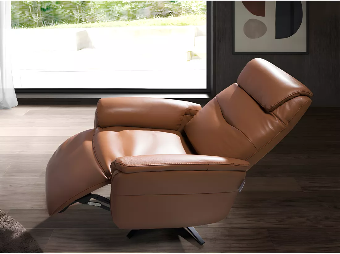 Fauteuil pivotant en cuir marron 5115 ANGEL CERDA