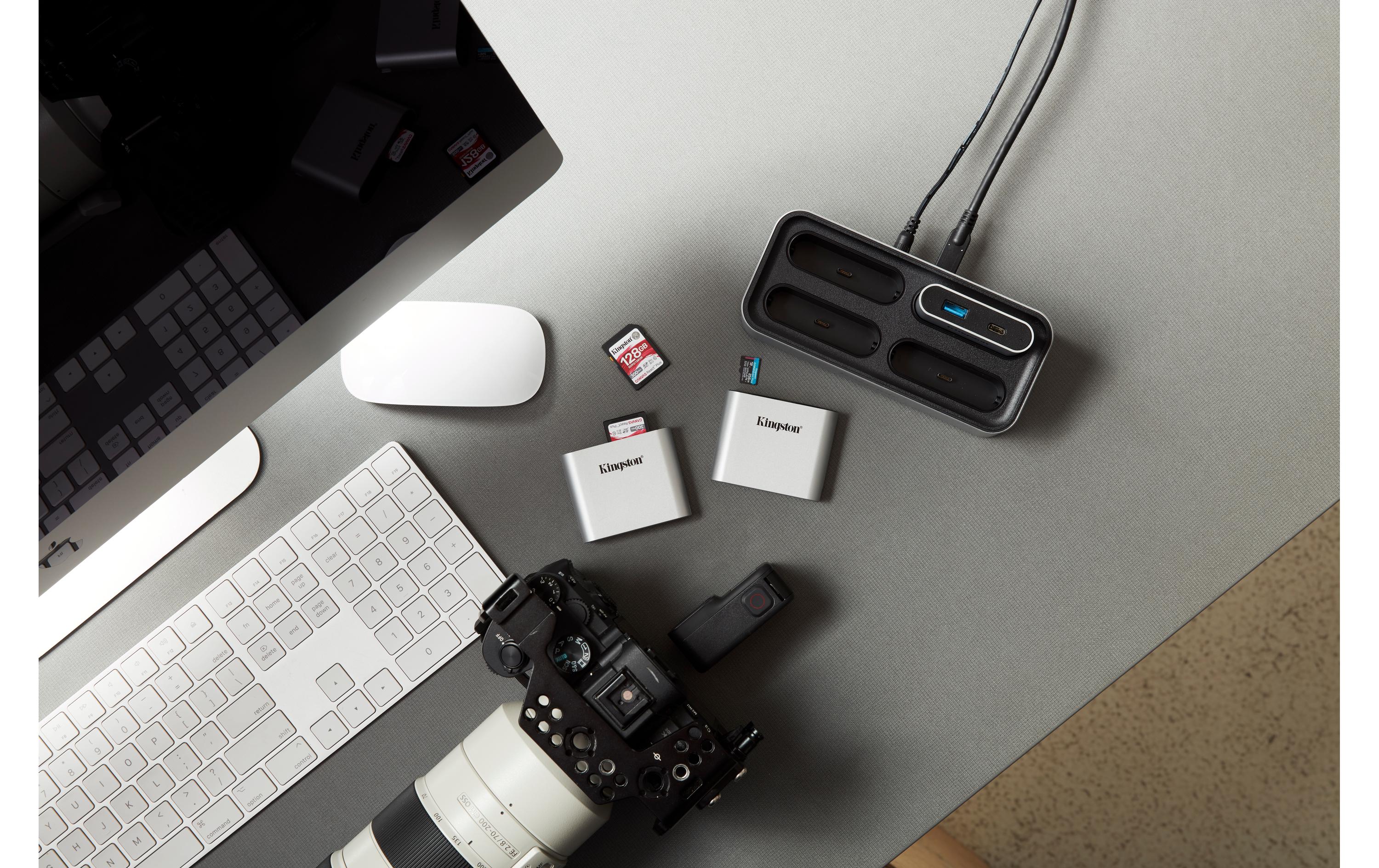Card Reader Extern Workflow miniHubUSB-Hub mit USB-A und USB-C Anschluss zu Kingston Workflow Sation