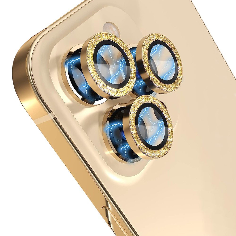 iPhone 13 Pro / iPhone 13 Pro Max Kameraschutz Objektiv Ring Protector Glitzer Abdeckung - Gold