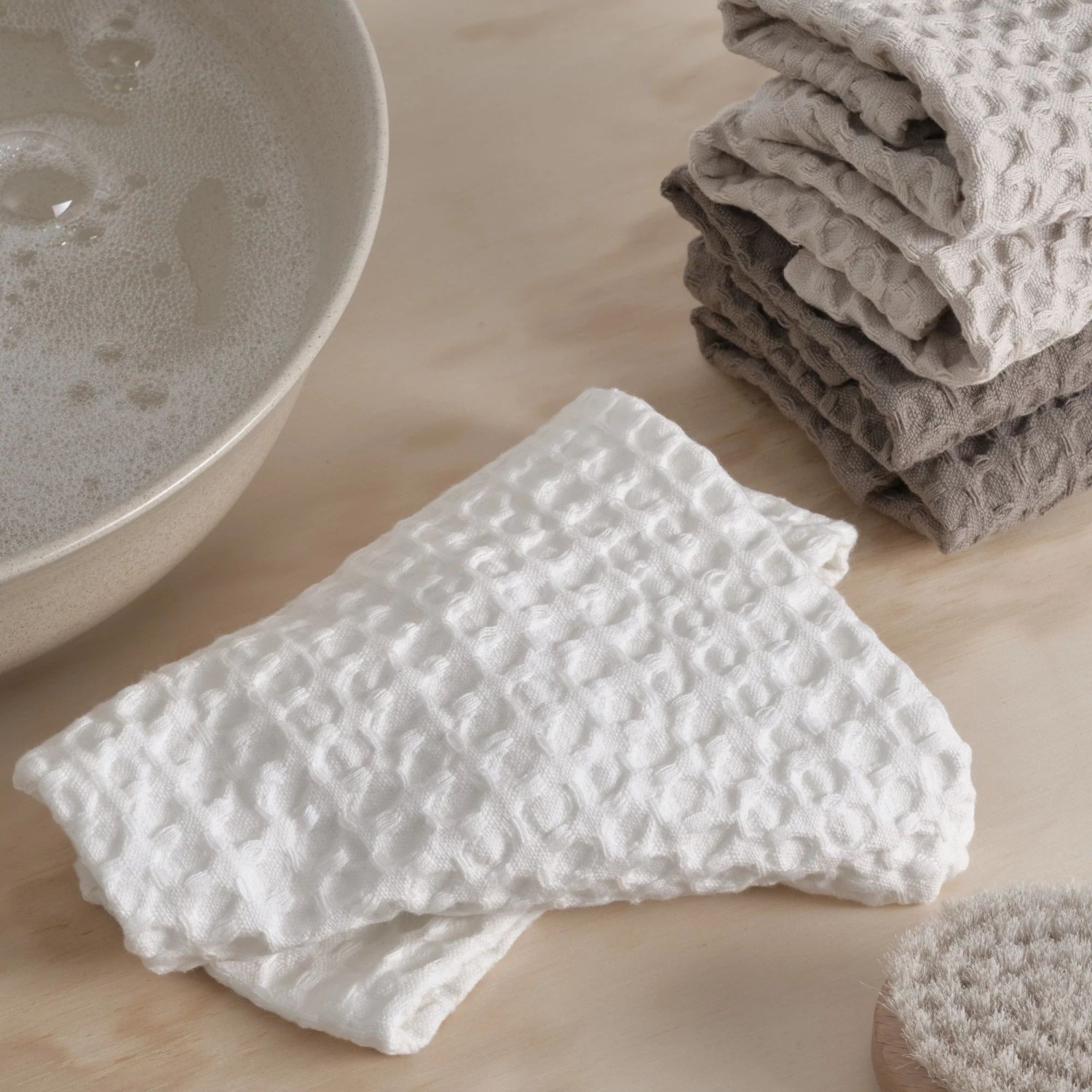 The Organic Company Waschlappen The Organic Company Big Waffle Wash Cloth Natural White