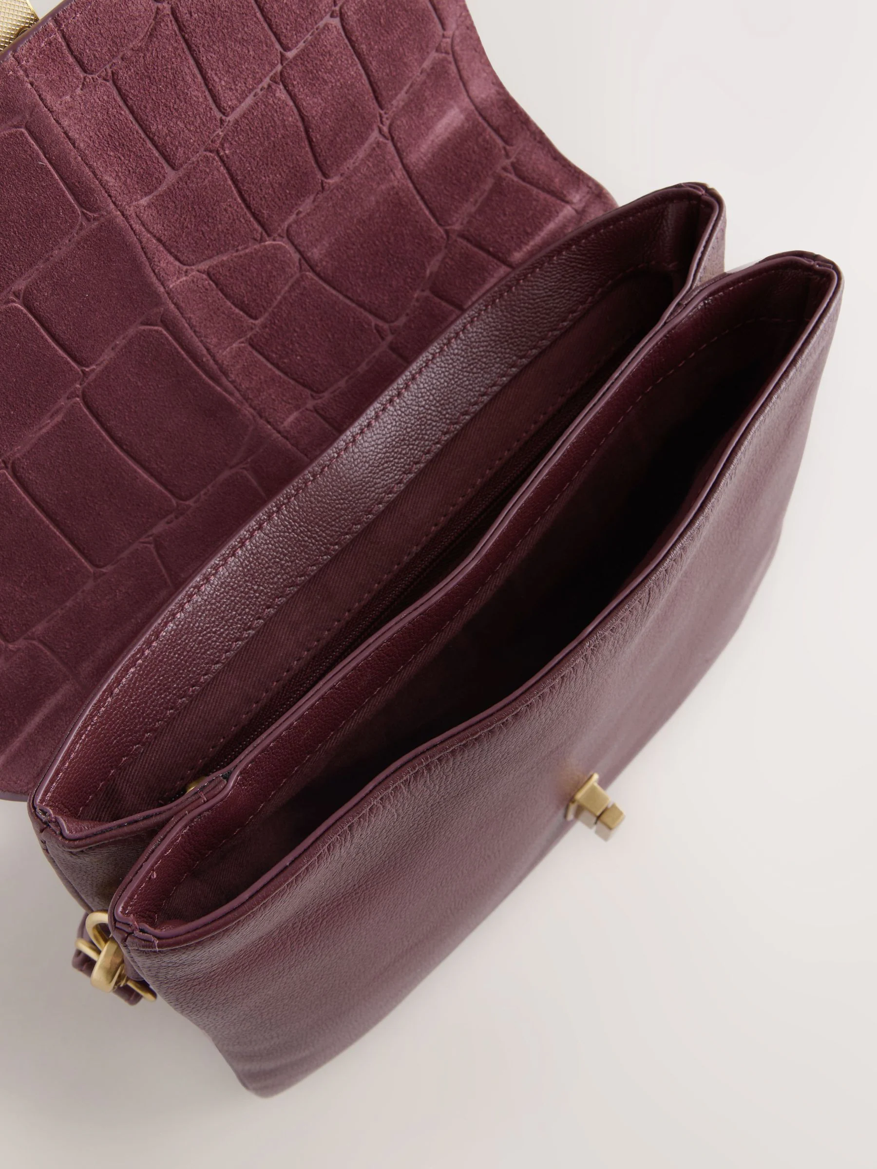 Bordeauxrood - Crossbodytas met imitatie krokodillenleer