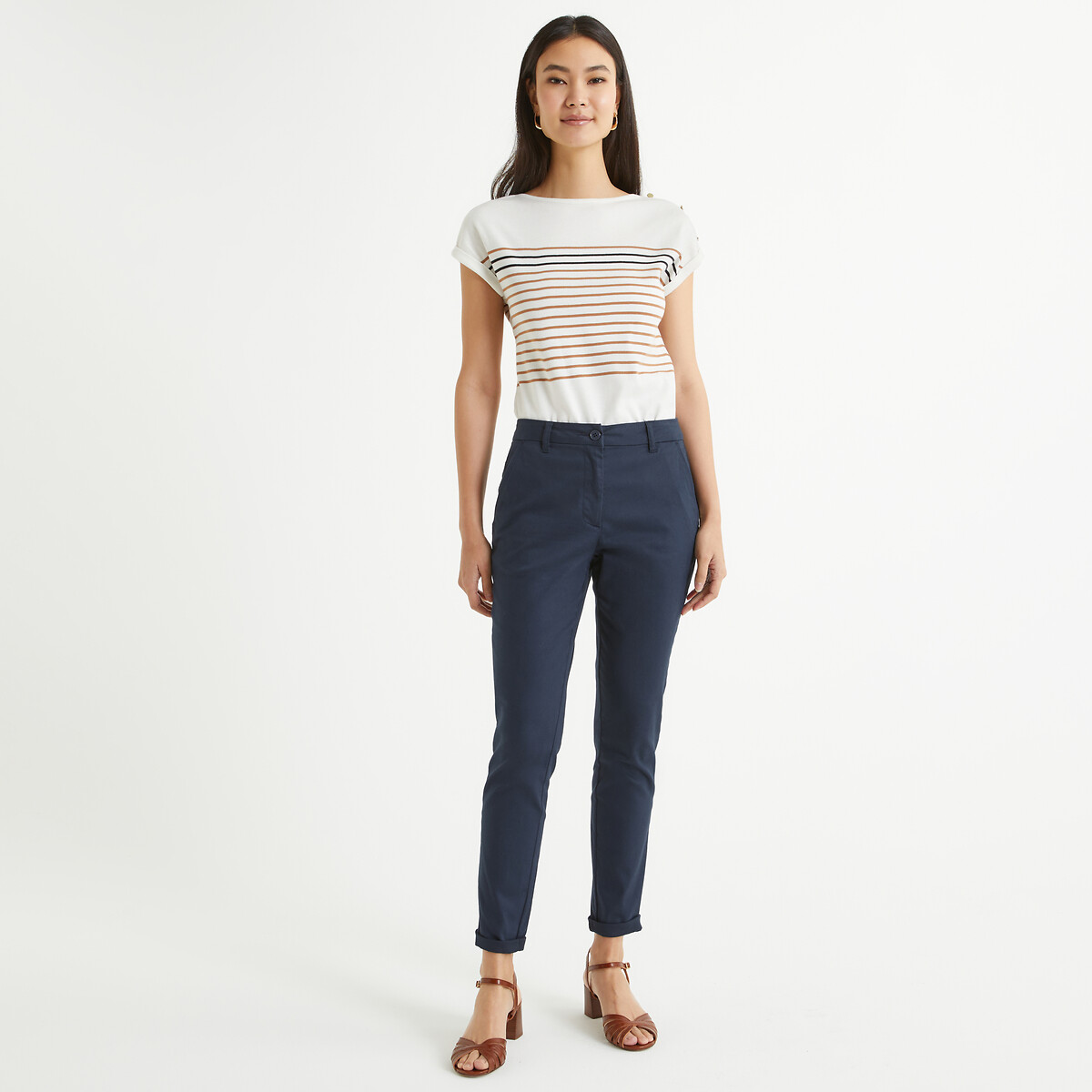 ANNE WEYBURN<br>Calça chino direita, esticar keperstof
