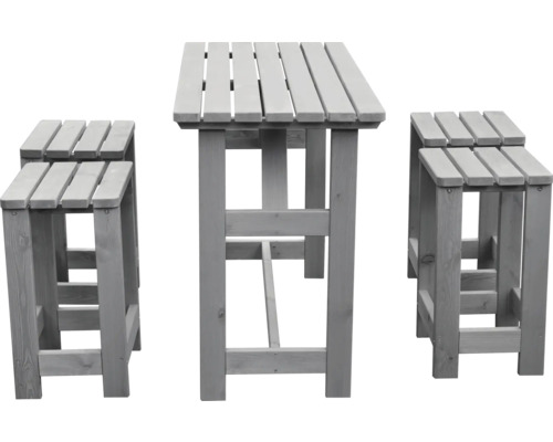 Promadino 4-zits barset, tafel, 4 krukken, hout, grijs