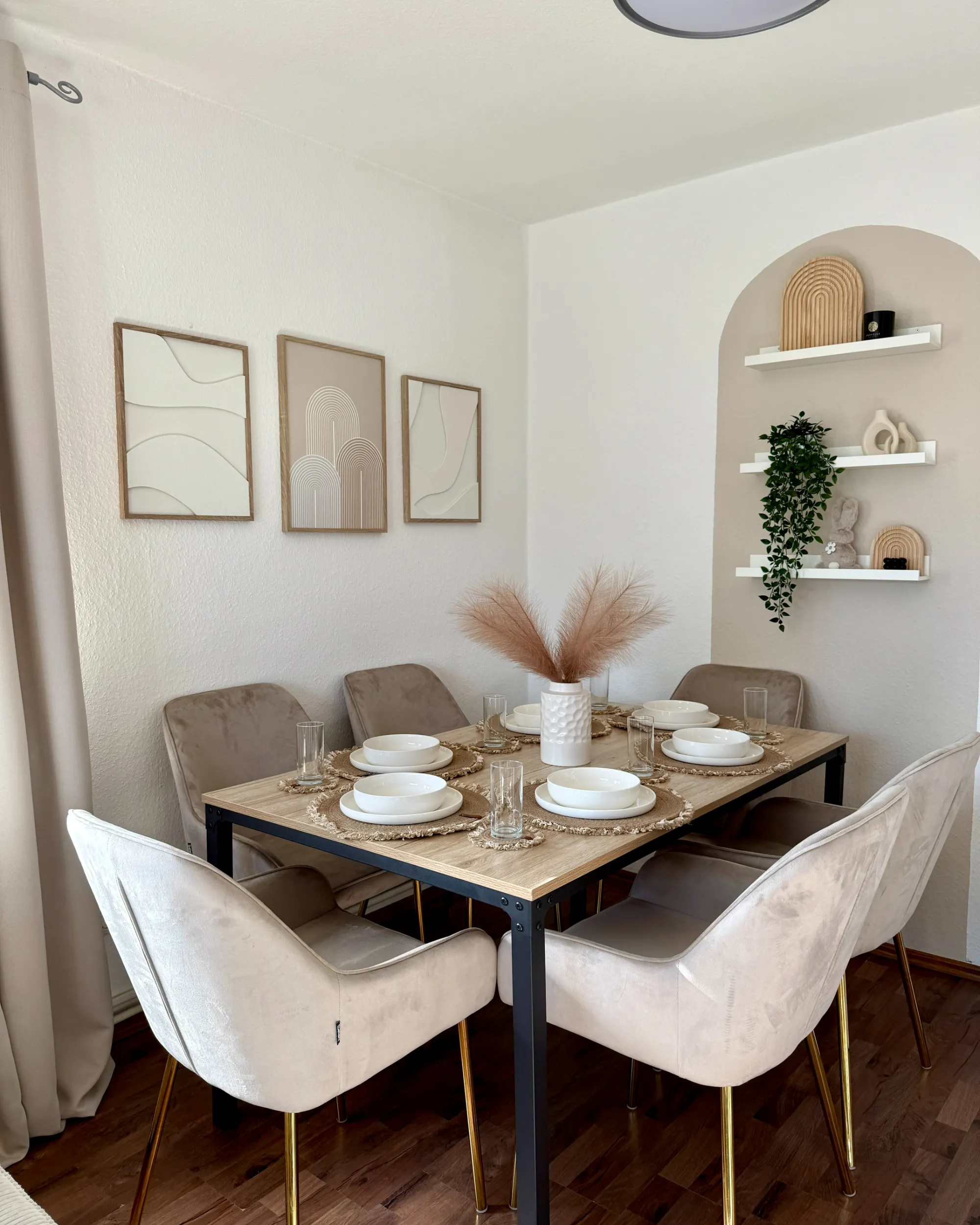 Set van 2 eetkamerstoelen LOVERNA Fluweel Beige