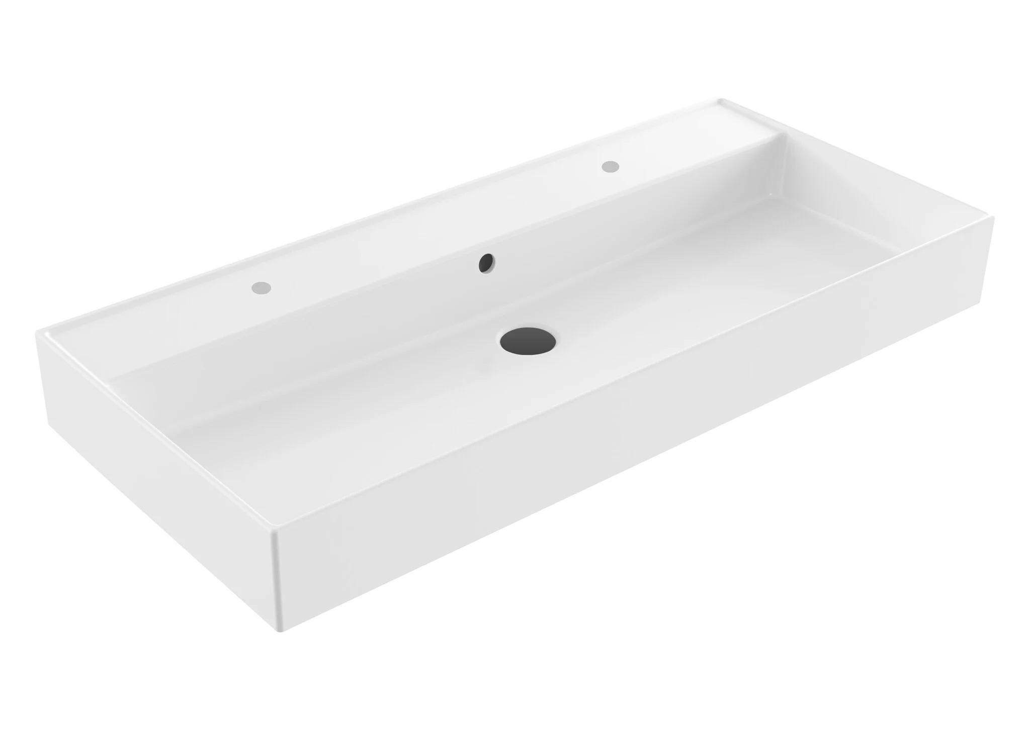 Lambini Designs Valenza wastafel keramiek 100cm met 2 kraangaten wit glans
