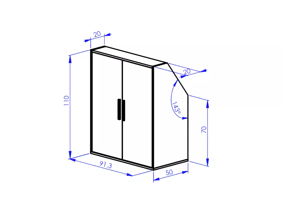 Armoire sous pente 2 portes - Blanc et naturel - ADEZIO