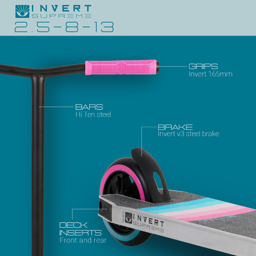 Patinete Invert Supreme Intermediário para Manobras, para Crianças de 8 a 13 Anos