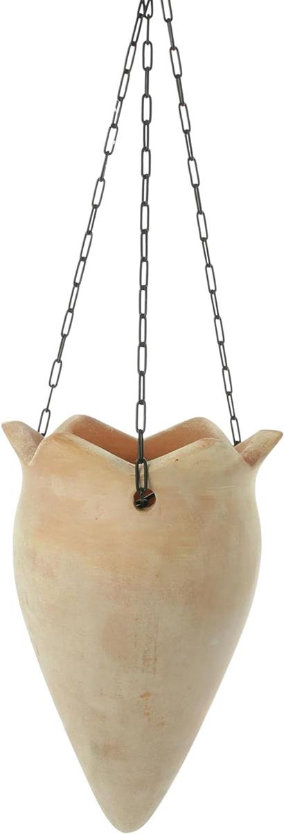 Dekoleisschaft Terra plantenhangmand van terracotta, 70 cm hoog, bloemenmand met metalen ketting, hangende plantenbak