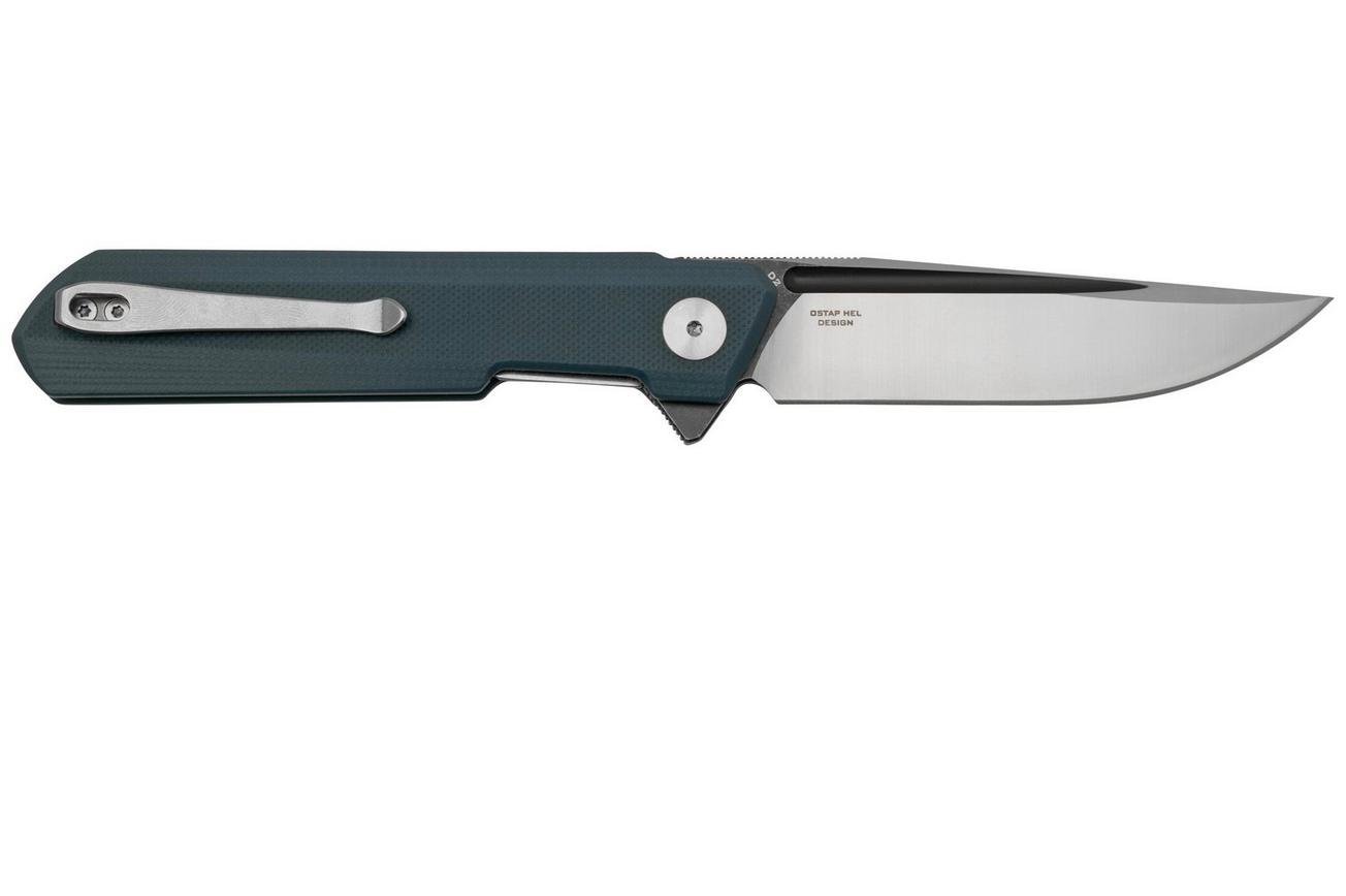 Bestechman Dundee BMK01F Grey G10, Satin D2 And Dark Coating, zakmes Ostap Hel design