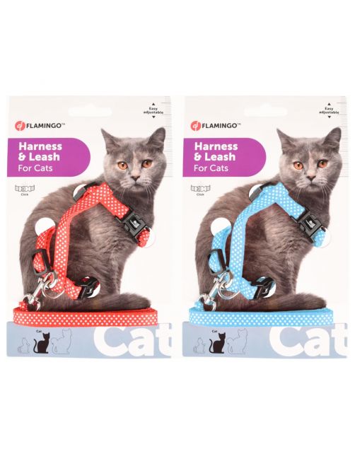 Flamingo Kattenharnas + Lijn Aiwa - Kattentuigje - Assorti 20-35cm 10mm