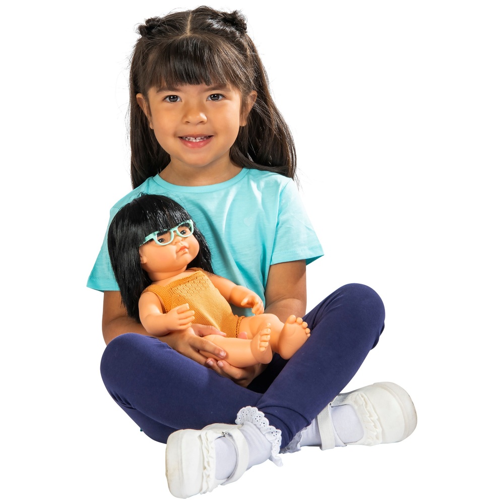 Miniland Lernpuppe Mädchen mit Brille 38 cm