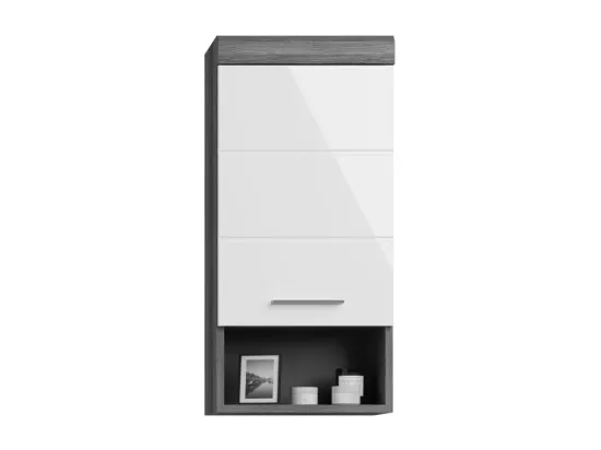 Demi-colonne de rangement SCOTT – 1 porte – Gris foncé et blanc – 37x79x24 cm
