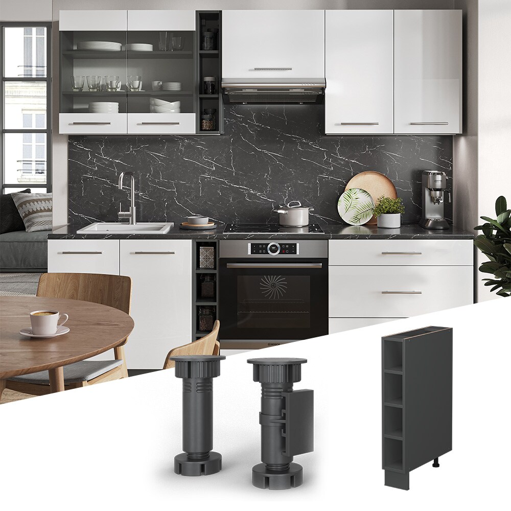 Vicco Regalunterschrank Küchenschrank Küchenmöbel Fame-Line Anthrazit 15 cm modern Küche Unterschrank Einbauküche Einlegeboden Küchenzeile Regal Aufbewahrung