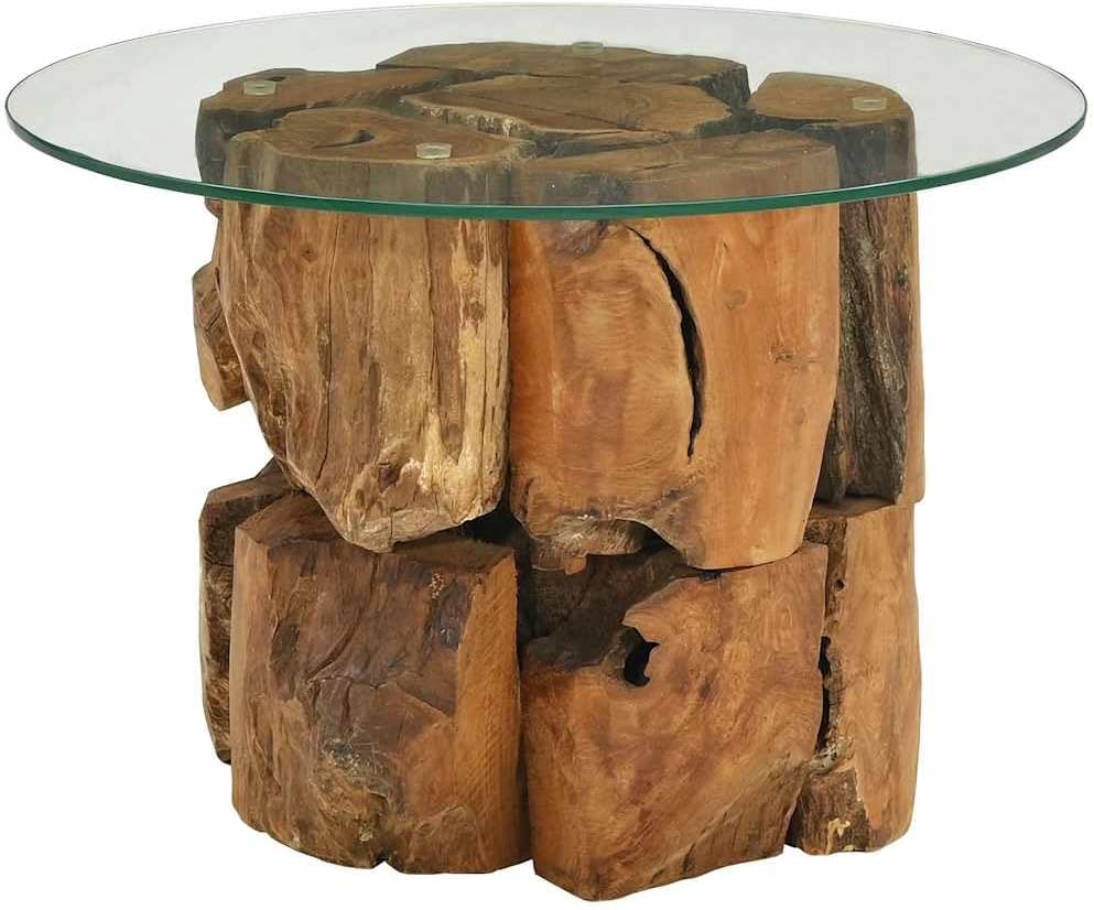 vidaXL Massivholz Couchtisch 60 cm Beistelltisch Kaffeetisch Teak Treibholz