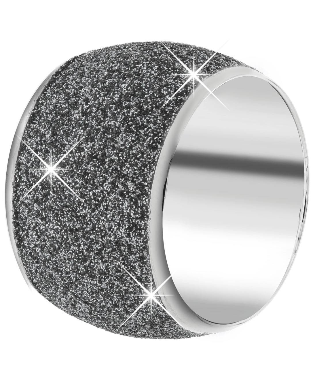 Stalen ring met grey mineral powder