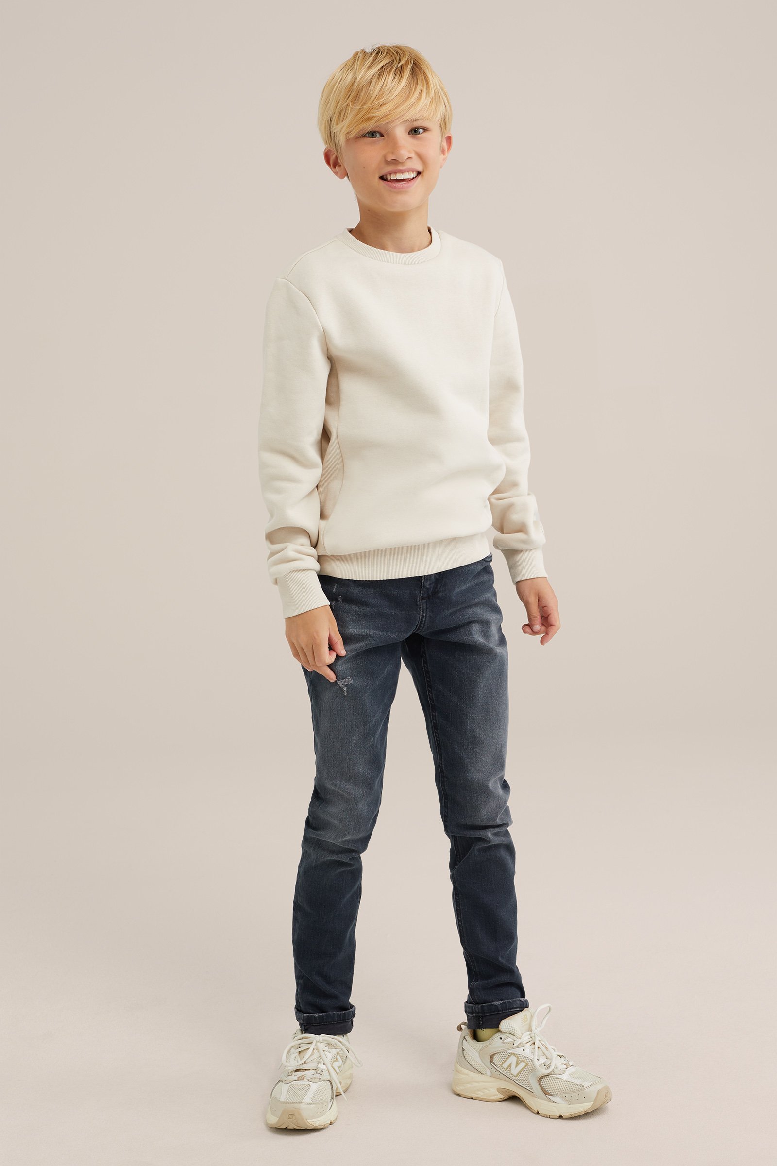 Unisex sweater met geribde details Blue Ridge Beige