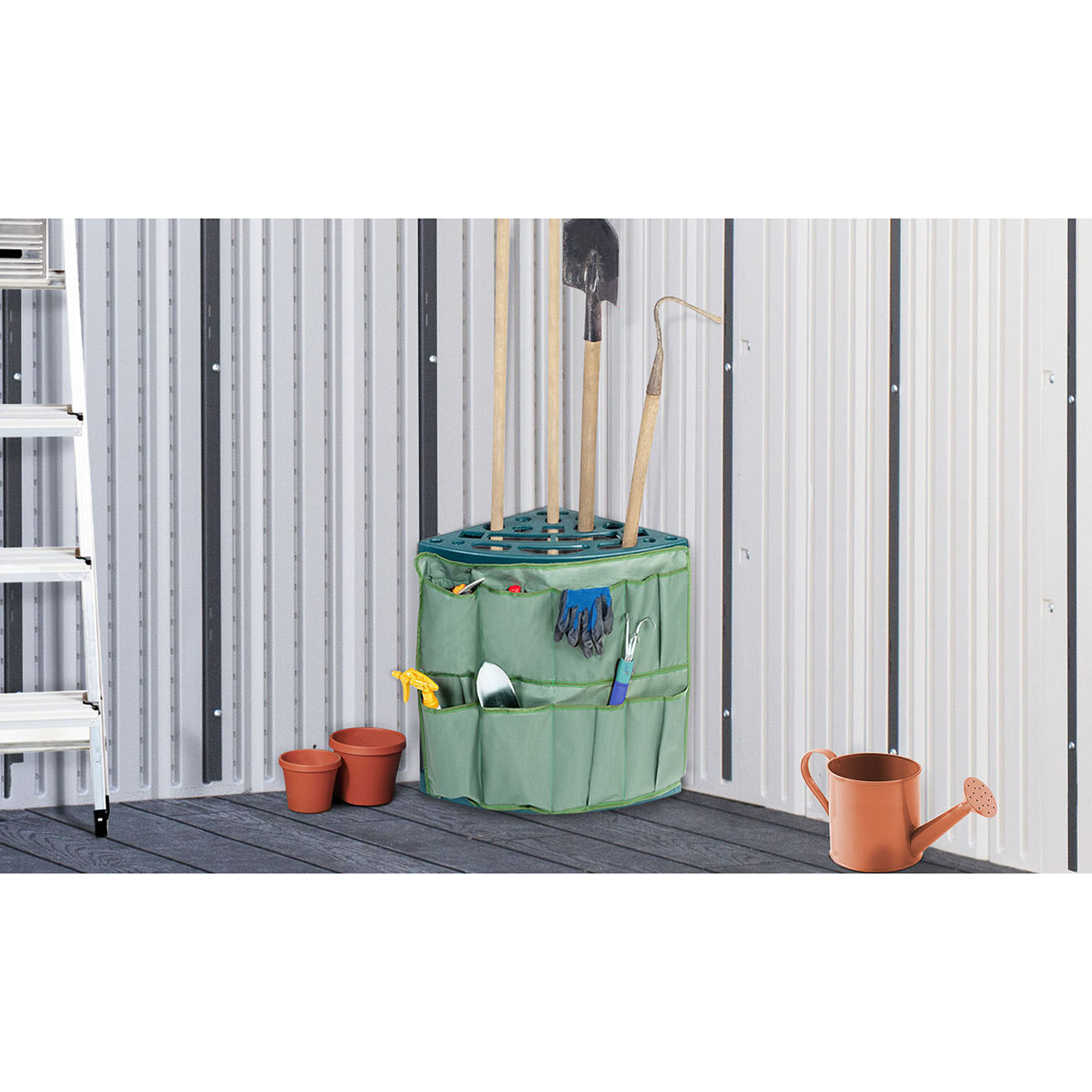 Pratik Garden Rack d'angle pour outils de jardin vert  - 43x43x59 cm