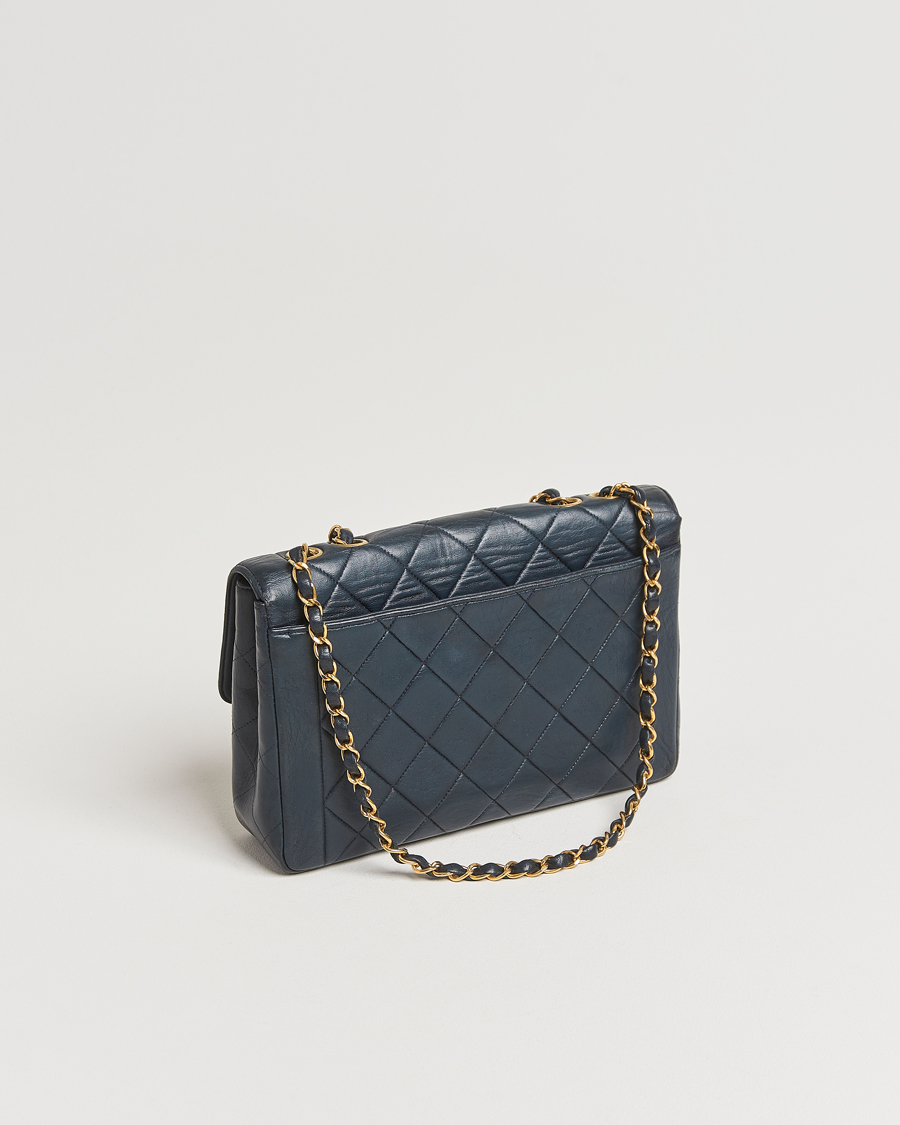 Chanel Pre-Owned Classic Medium Single Flap Bag Lambskin Navy