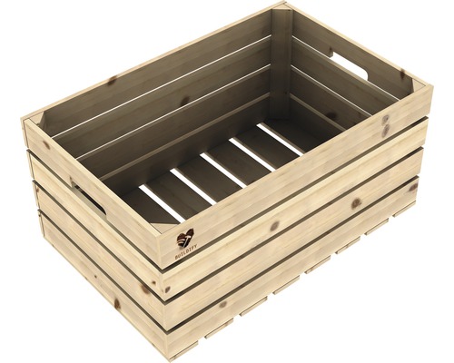 Buildify houten krat, fruitkist, groot, onbehandeld, 60x39x30 cm