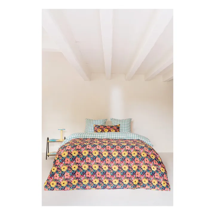 Lucas du Tertre Plaid quilté réversible Helen Flower | Noir
