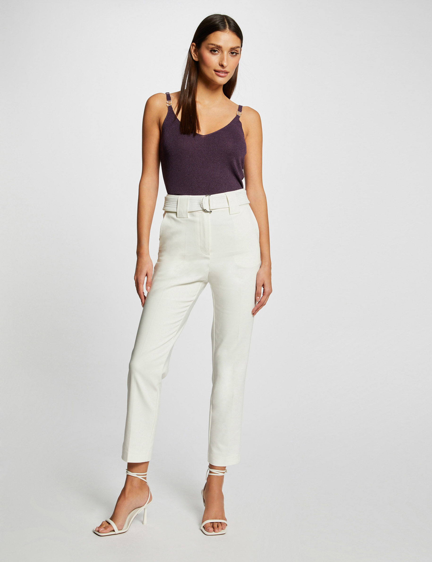 Pull débardeur bretelles fines prune femme - prune