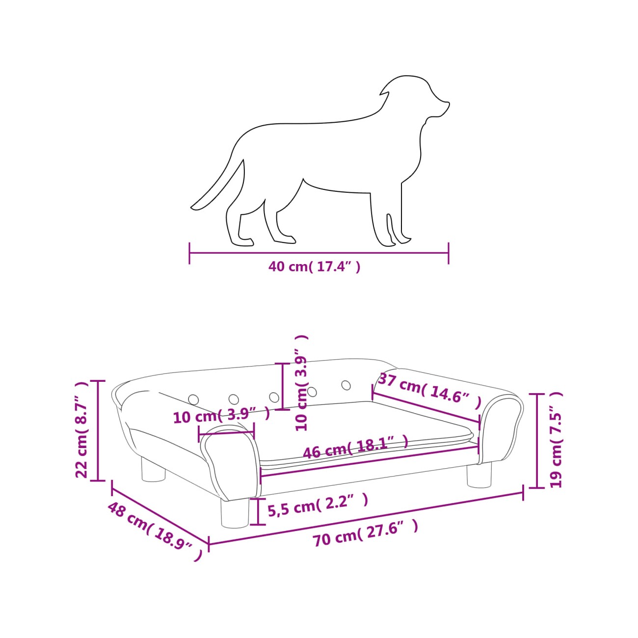 VidaXL Hundebett