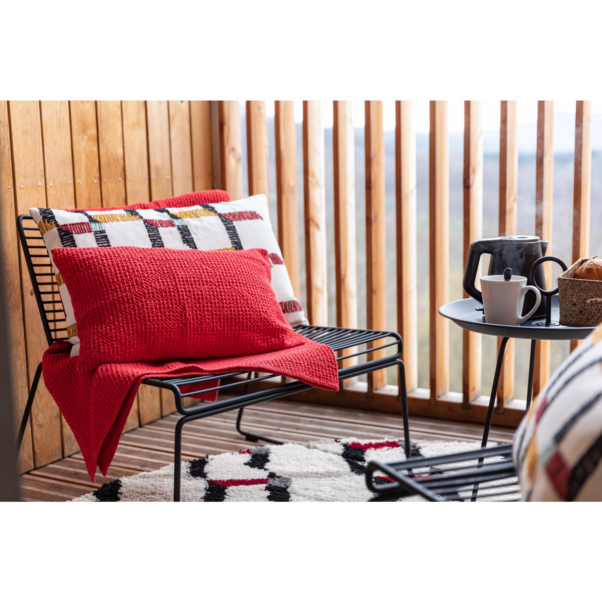 Plaid stonewashed maia groseille 140 x 200 cm