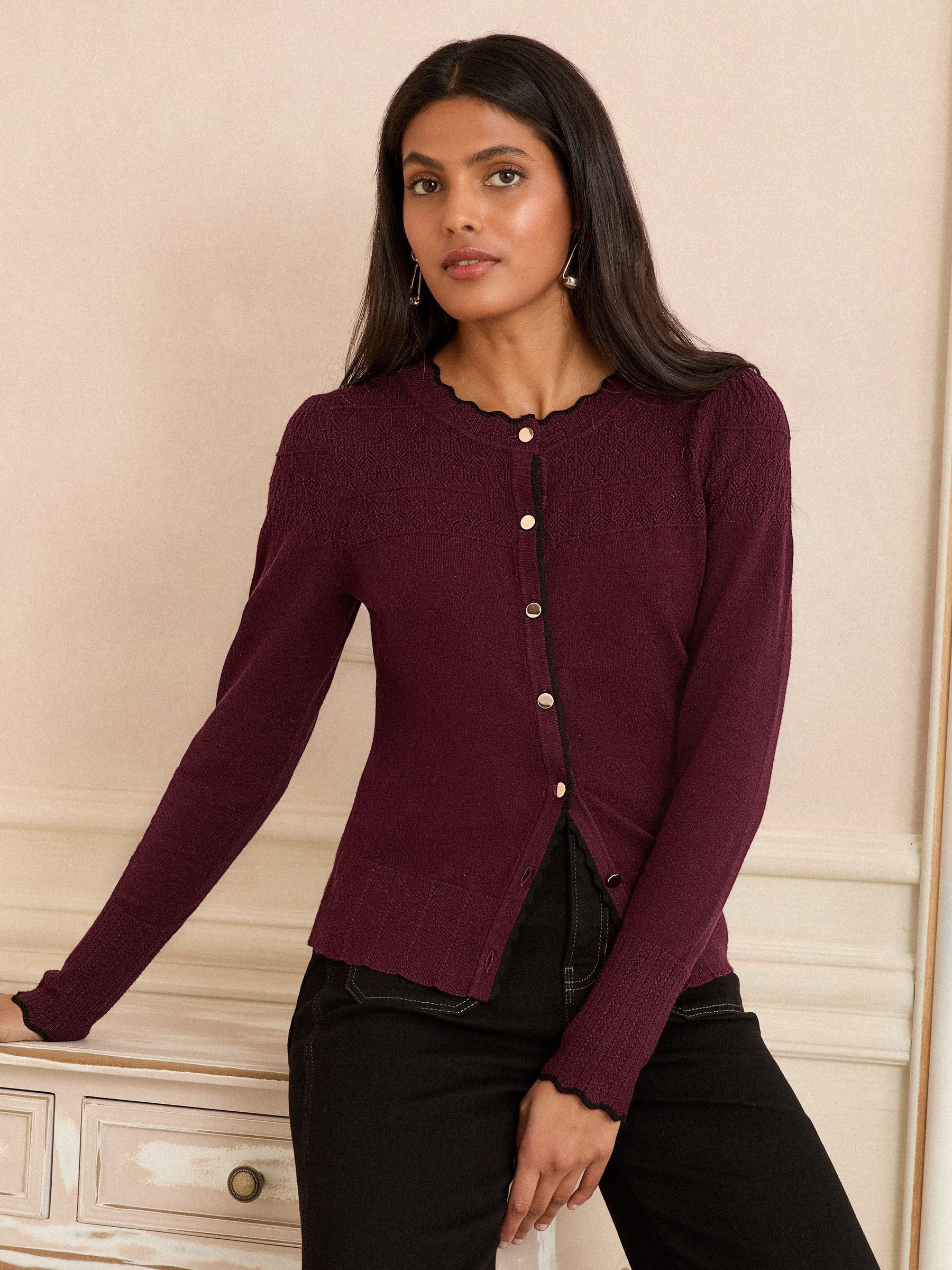 Berry Tipped Scallop - Love & Roses Knitted Cardigan