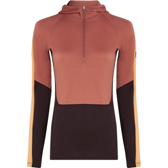 Icebreaker Merino 200 Sonebula Half Zip Hood Funktionsshirt Lang Bitterswee / Cedar / Felds / cb Damen