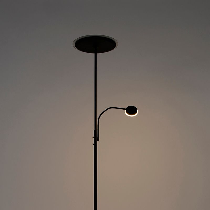 Moderne vloerlamp zwart incl. LED dimbaar met leesarm - Strela