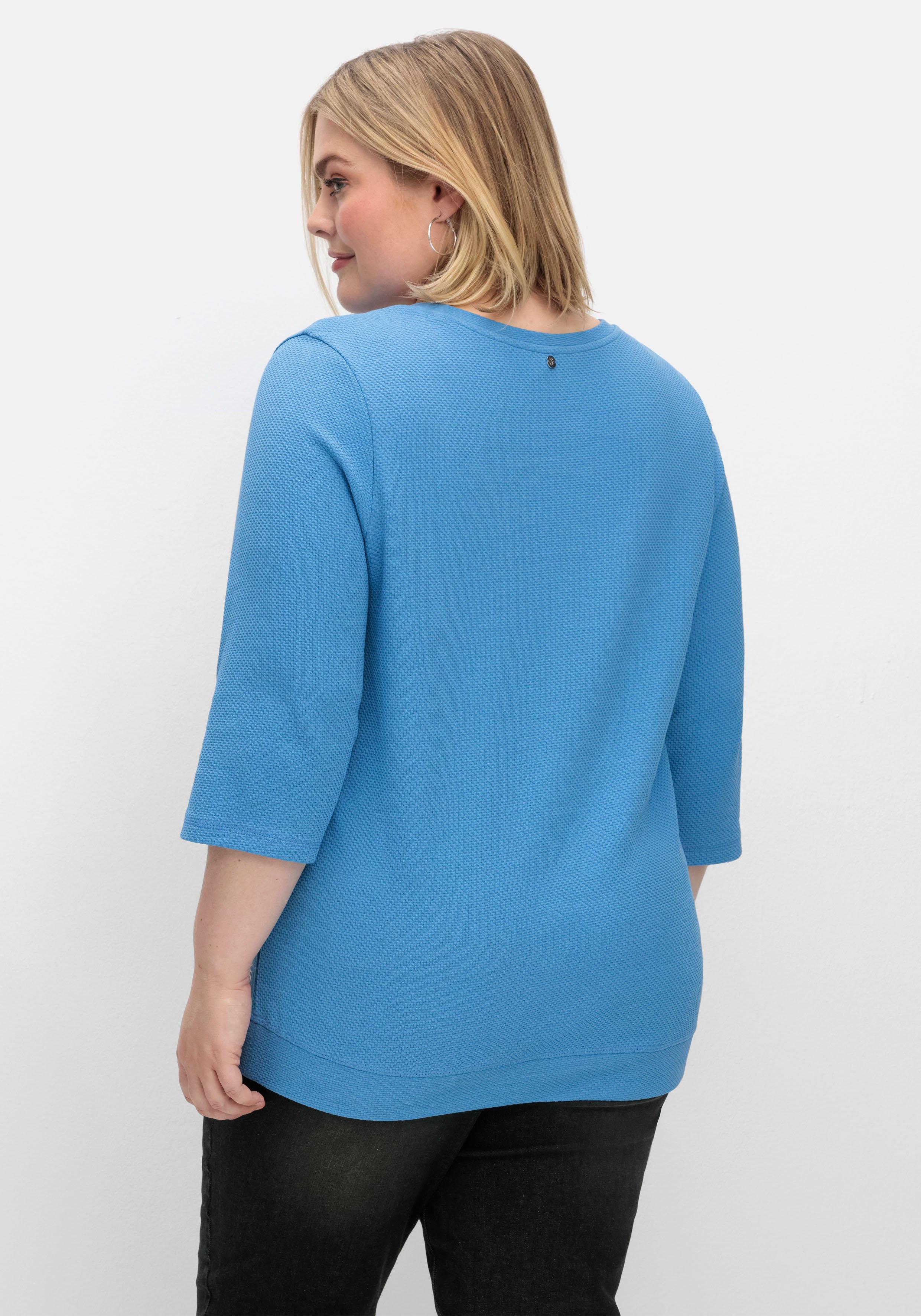 Sweatshirt aus Waffelpiqué, mit Zierband seitlich