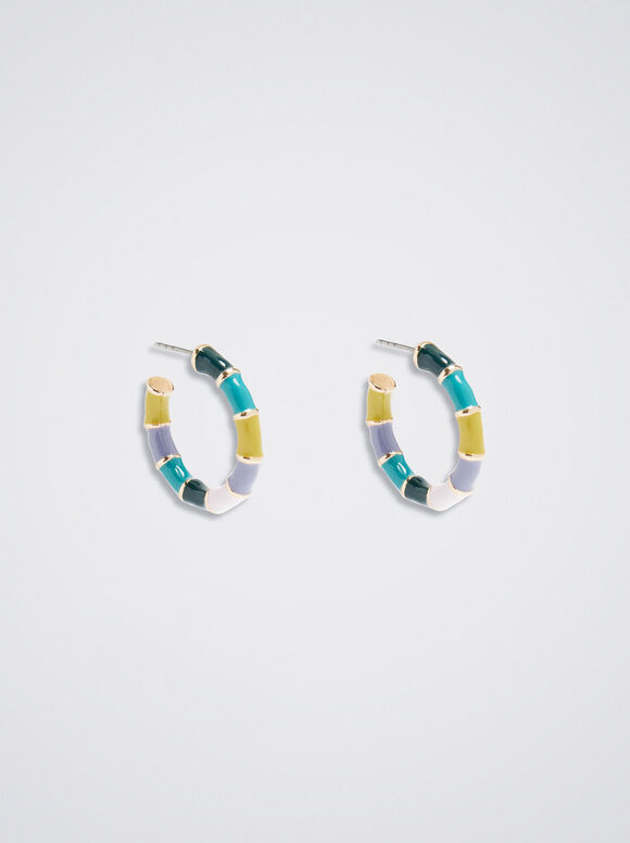 Brincos de argola com esmalte - Multicor