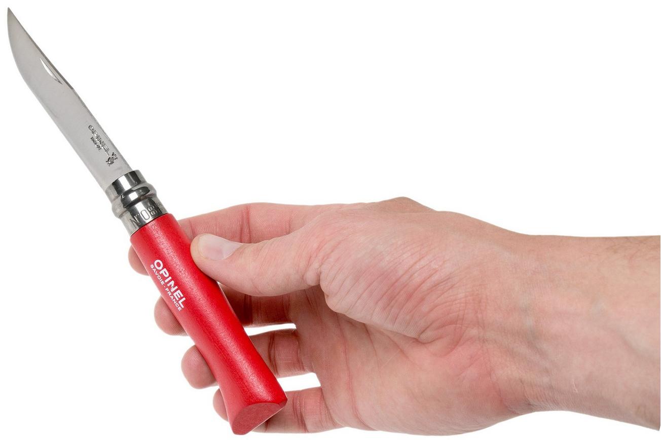 Opinel zakmes No. 08RV Red, roestvast staal, lemmetlengte 8,5 cm
