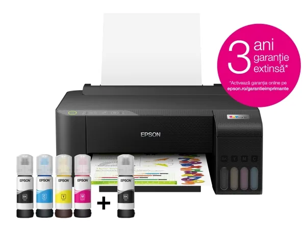 Epson EcoTank L1250 - Printer - farve - blækprinter - kan genopfyldes - A4 - 5760 x 1440 dpi - op til 10 spm (mono) / op til 5 spm (farve) - kapacitet: 100 ark - USB, Wi-Fi - sort