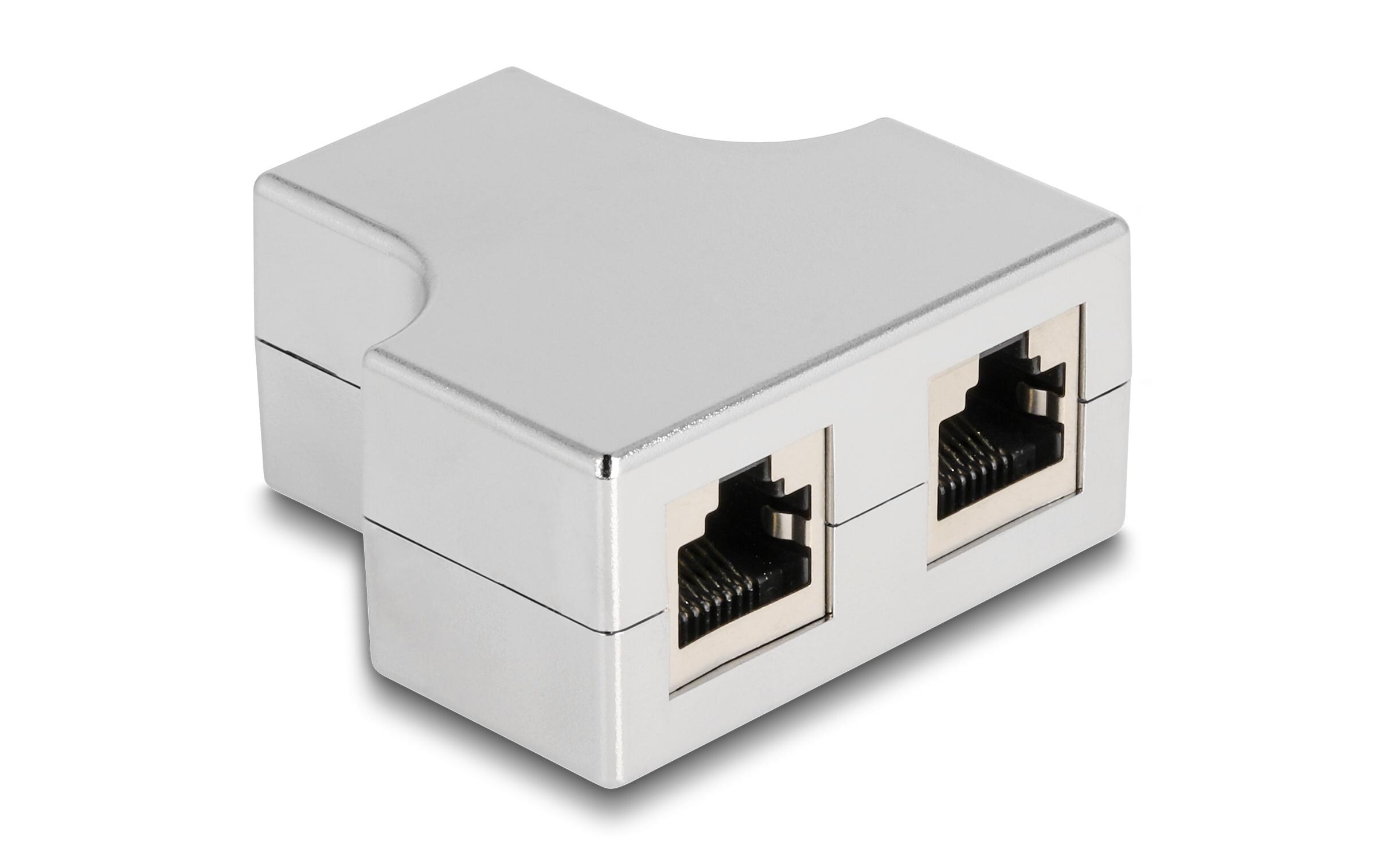 RJ45 Splitter, 1x RJ45 Buchse zu 2x RJ45 Buchse 1 StückDelock RJ45 Splitter / T-Adapter 1 x RJ45 Buchse zu 2 x RJ45 Buchse Cat.5e STP