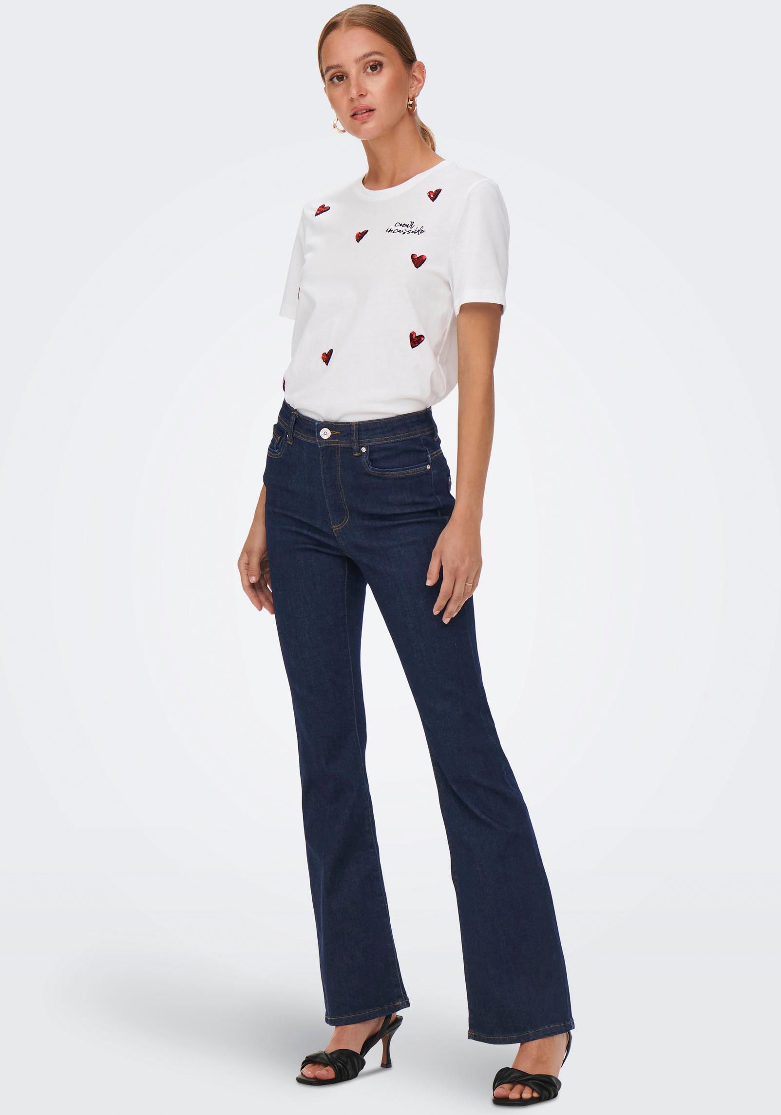 ONLY Bootcut-Jeans »ONLWAUW LIFE HW FLARED RINSE DNM«, mit Stretch