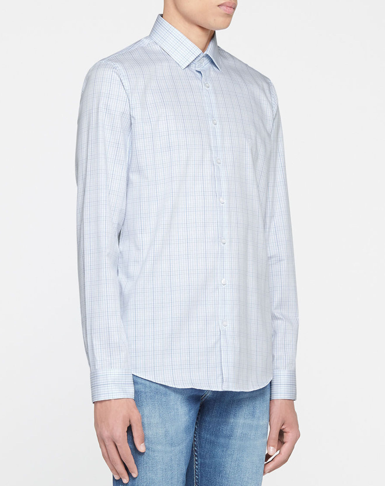 Calvin Klein Chemise slim à carreaux fenêtre bleu/blanc