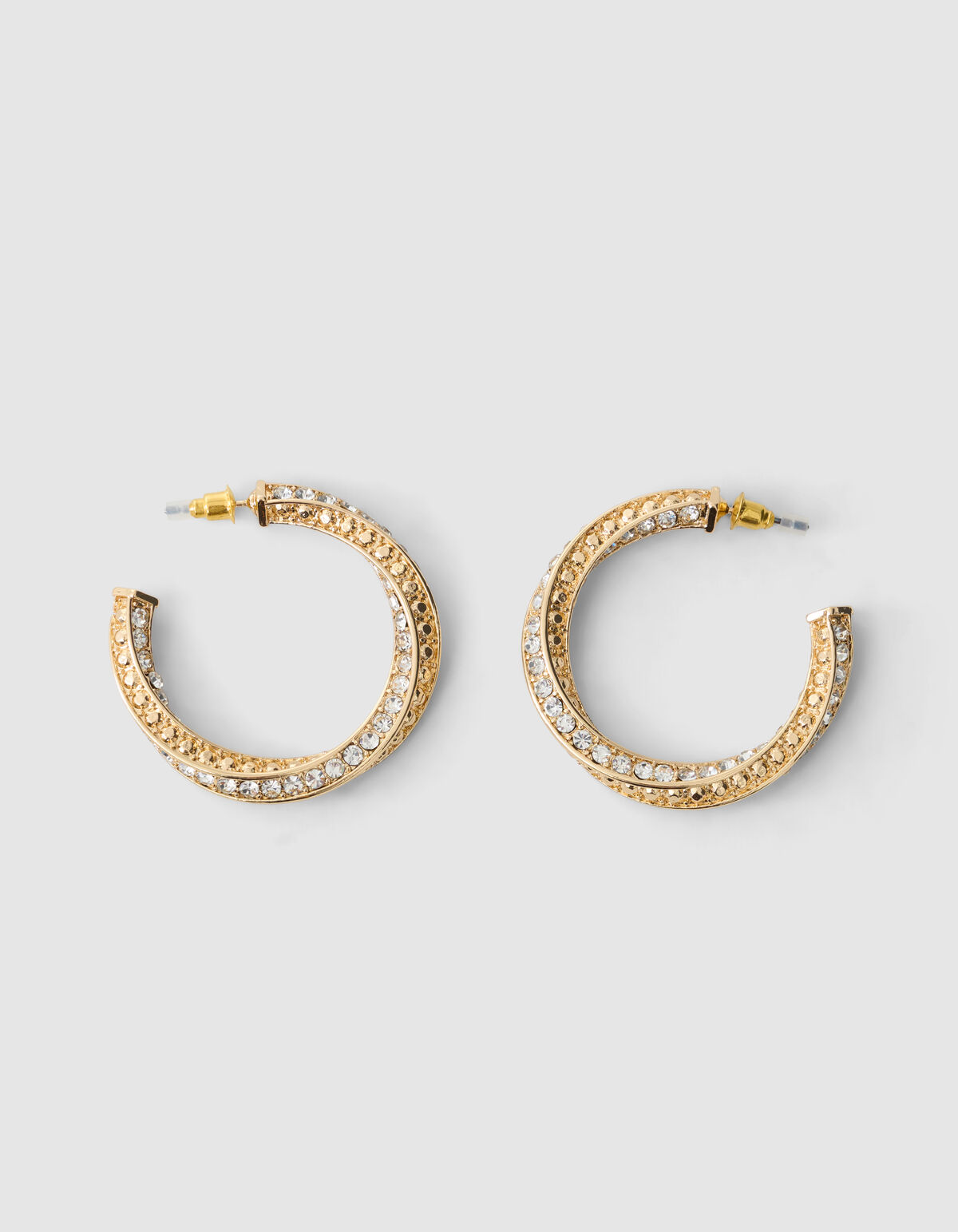 Twisted Strass Oorbellen Goud