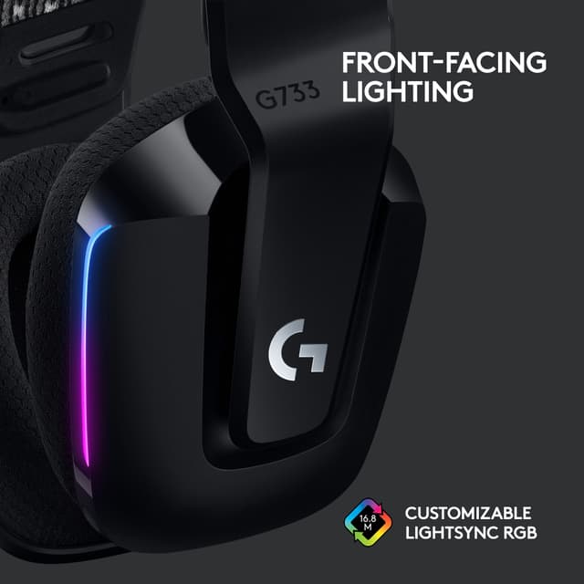 Logitech G733 Lightspeed RGB gaming headset (sort)