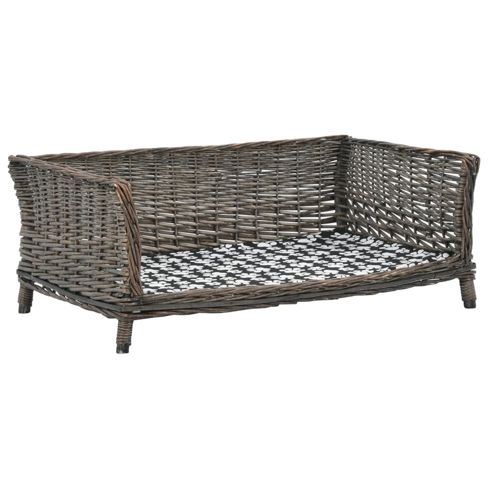 Panier pour chiens avec coussin 90 x 54 x 35 cm saule naturel gris