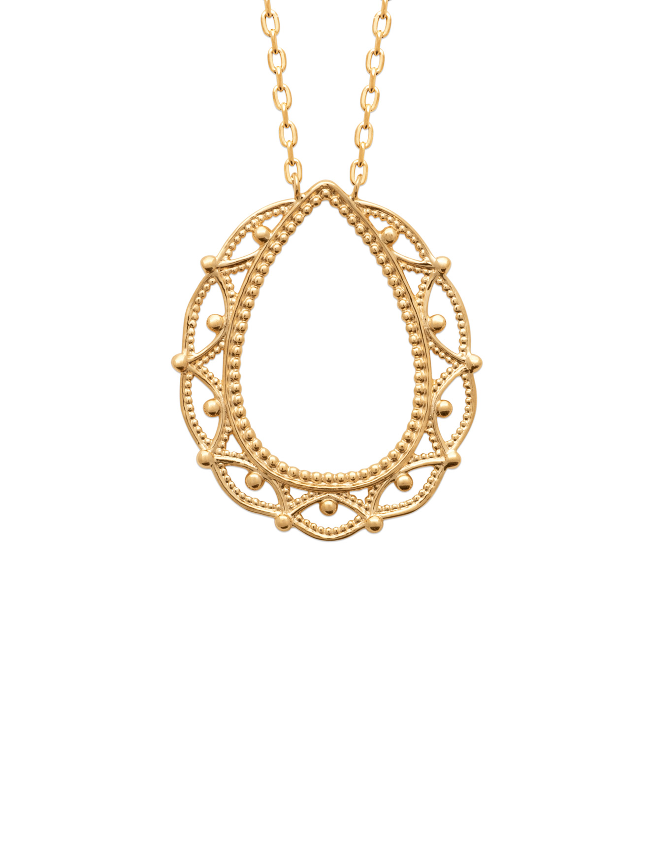 Collier goutte filigranée plaqué or