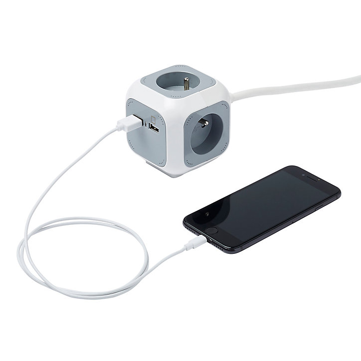 Multiprise 4 prises Diall CUBE & USB 3m