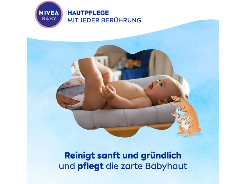 NIVEA BABY Feuchttücher Soft & Cream Trio 3 x 57 Stk. Feuchttücher reinigen sanft und sind besonders pflegend für die zarte Babyhaut