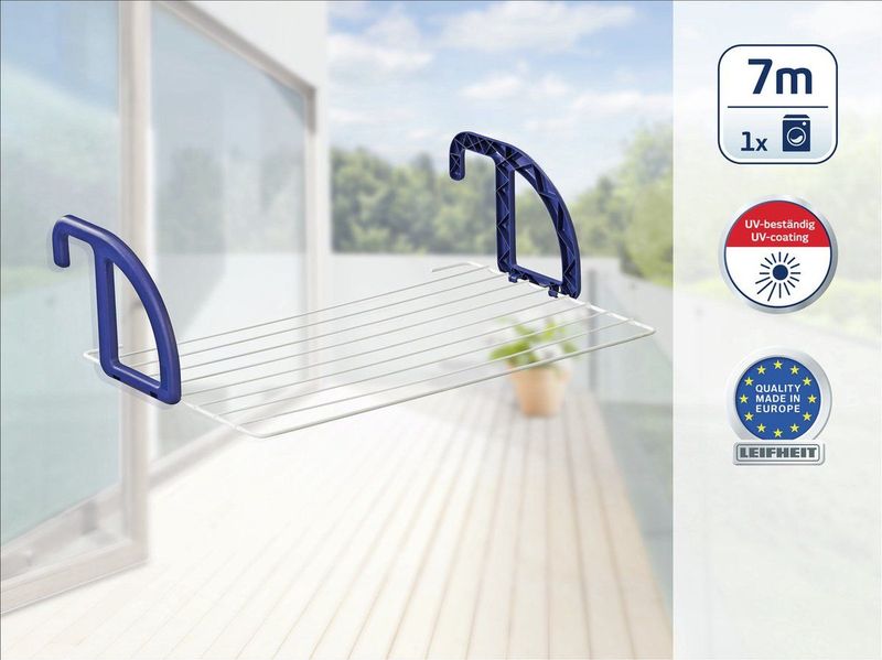 Leifheit - Classic 70 - Droogrek - Wit - Blauw - Drooglengte 7 m