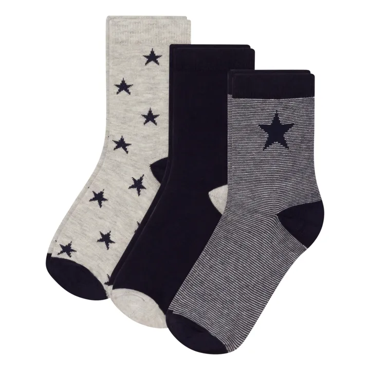 Petit Bateau Lot 3 Chaussettes Etoiles | Bleu marine