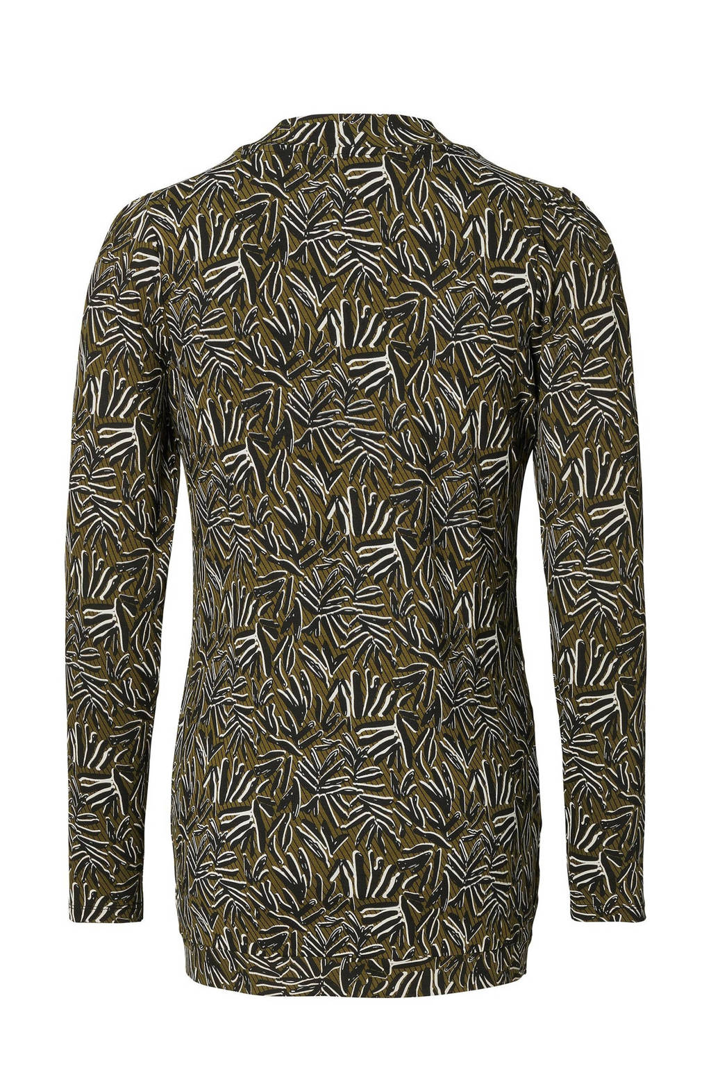 Noppies zwangerschapslongsleeve Rayne met all over print kaki/wit/zwart